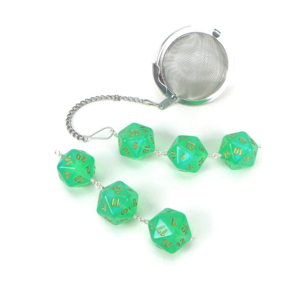 Tea Infuser with Light Green Borealis Dice Trio