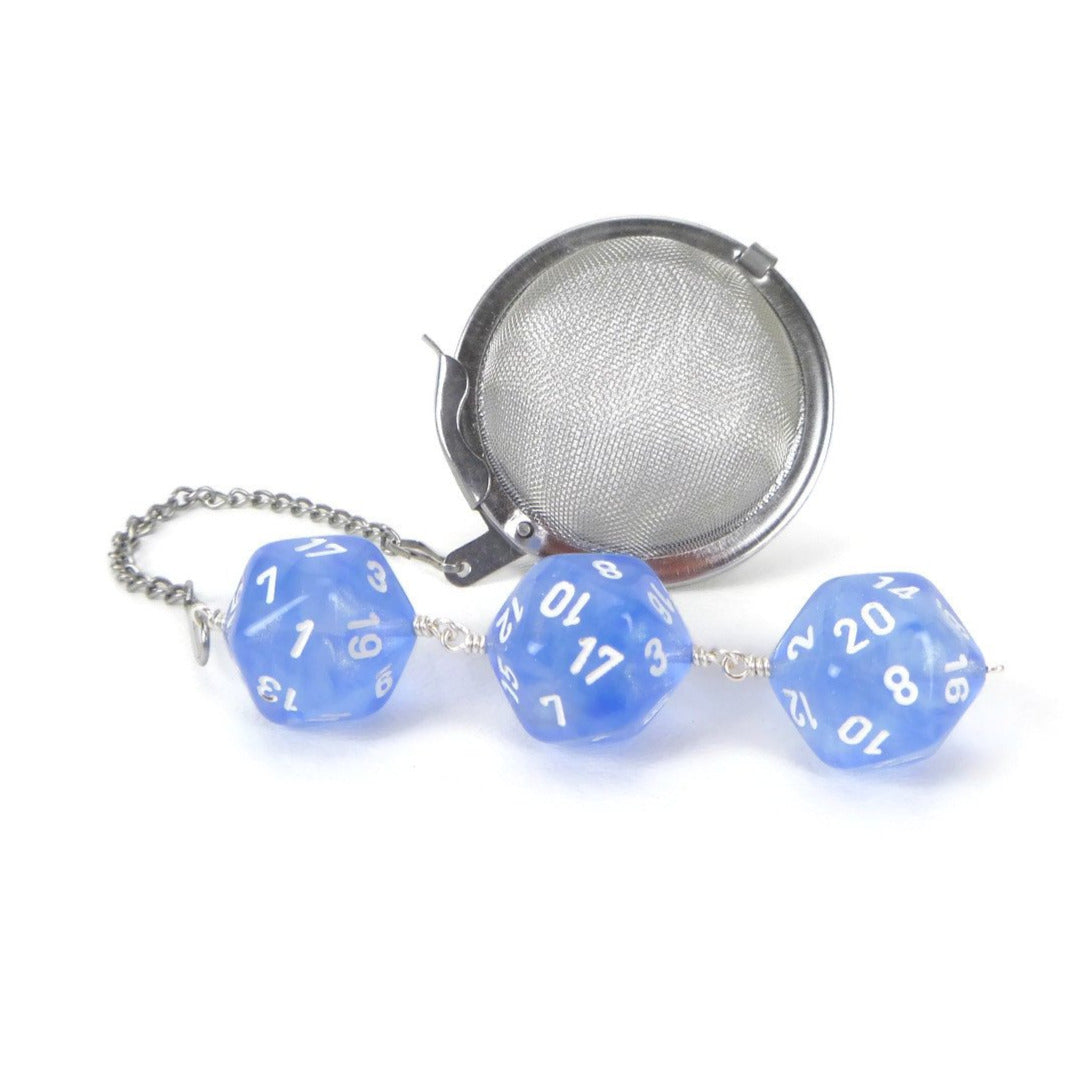 Tea Infuser with Sky Blue Borealis Dice Trio