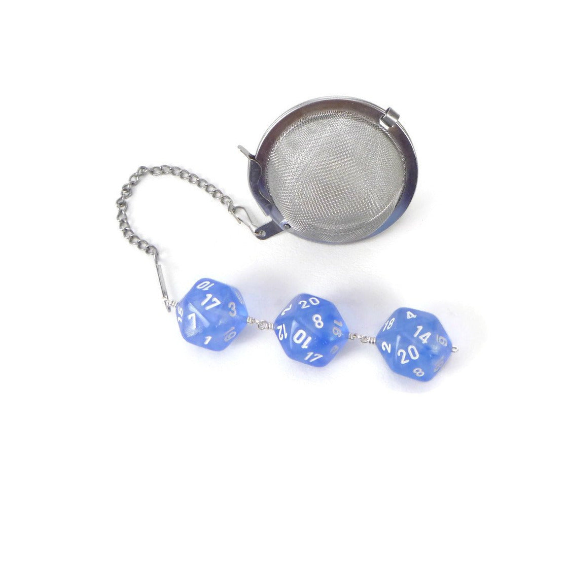 Tea Infuser with Sky Blue Borealis Dice Trio