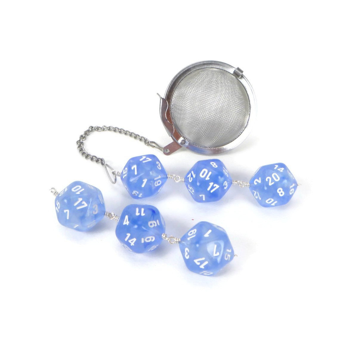 Tea Infuser with Sky Blue Borealis Dice Trio