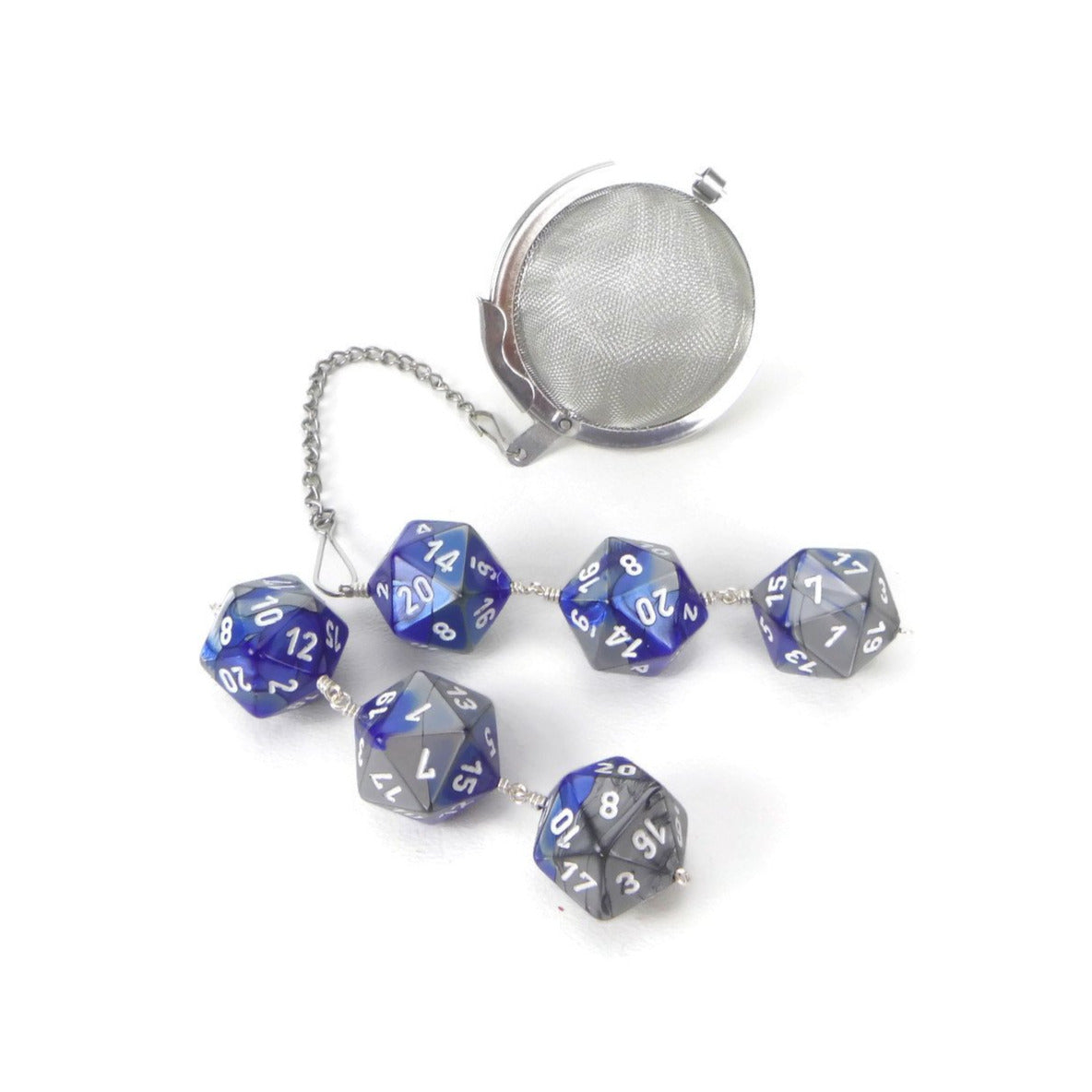 Tea Infuser with Blue and Silver Dice Trio
