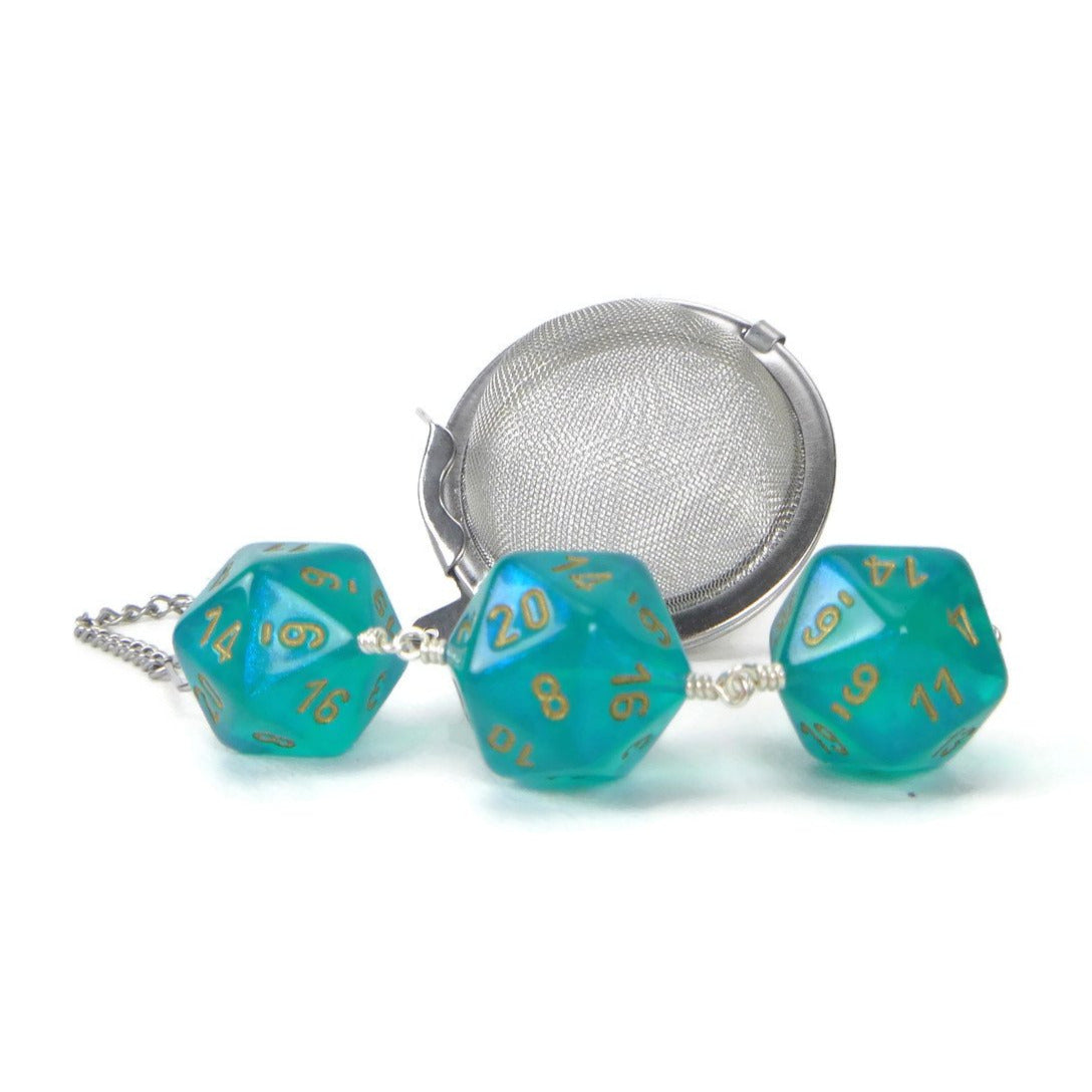 Tea Infuser with Teal Borealis Dice Trio