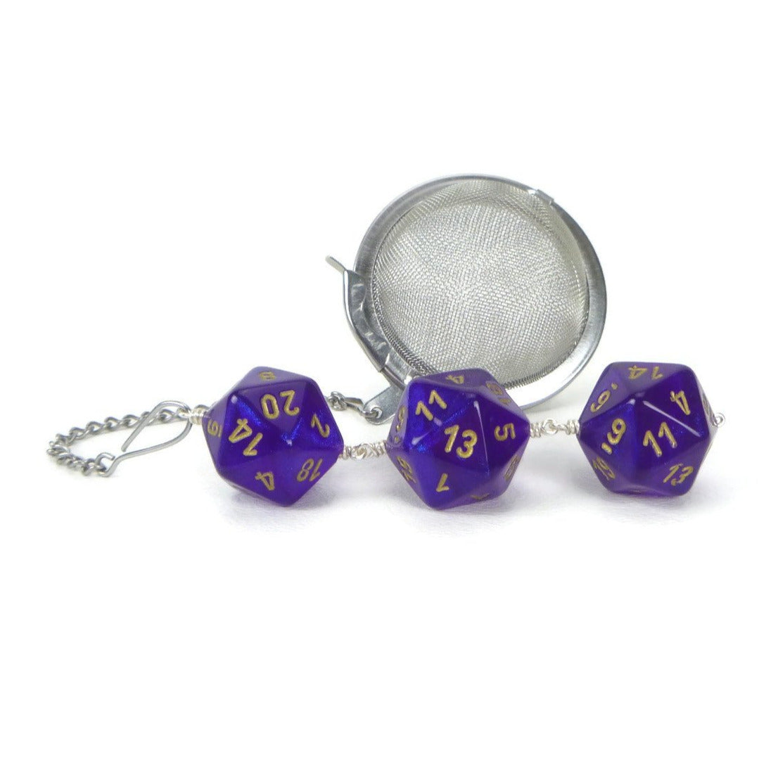 Tea Infuser with Royal Purple Borealis Dice Trio