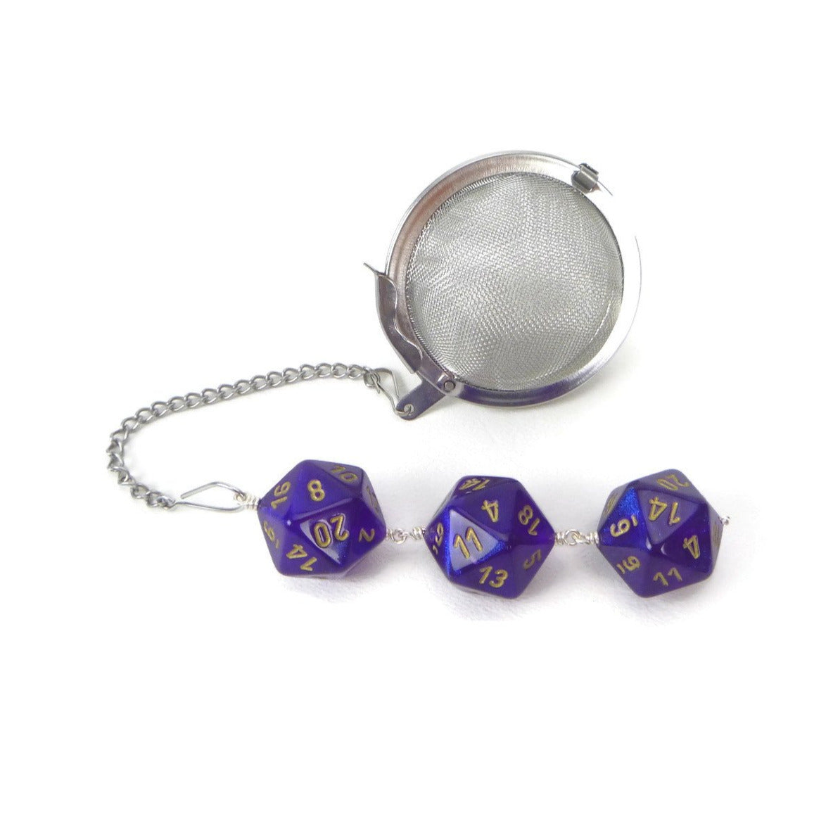 Tea Infuser with Royal Purple Borealis Dice Trio