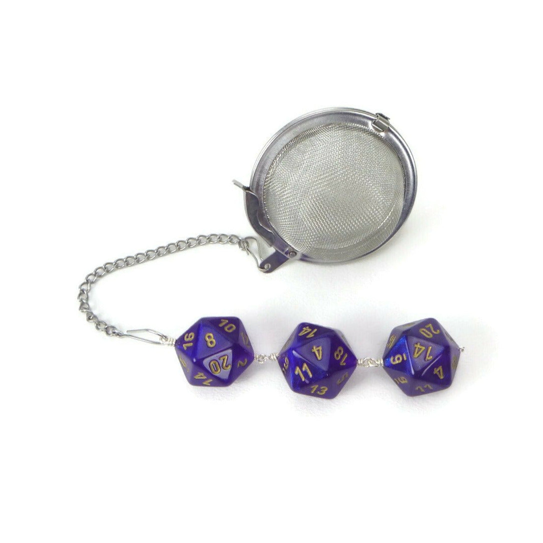 Tea Infuser with Royal Purple Borealis Dice Trio