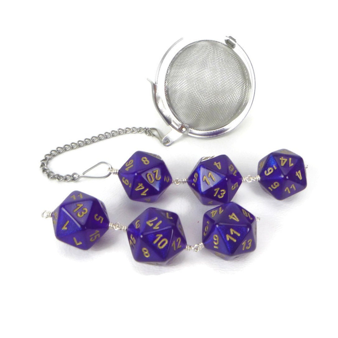 Tea Infuser with Royal Purple Borealis Dice Trio