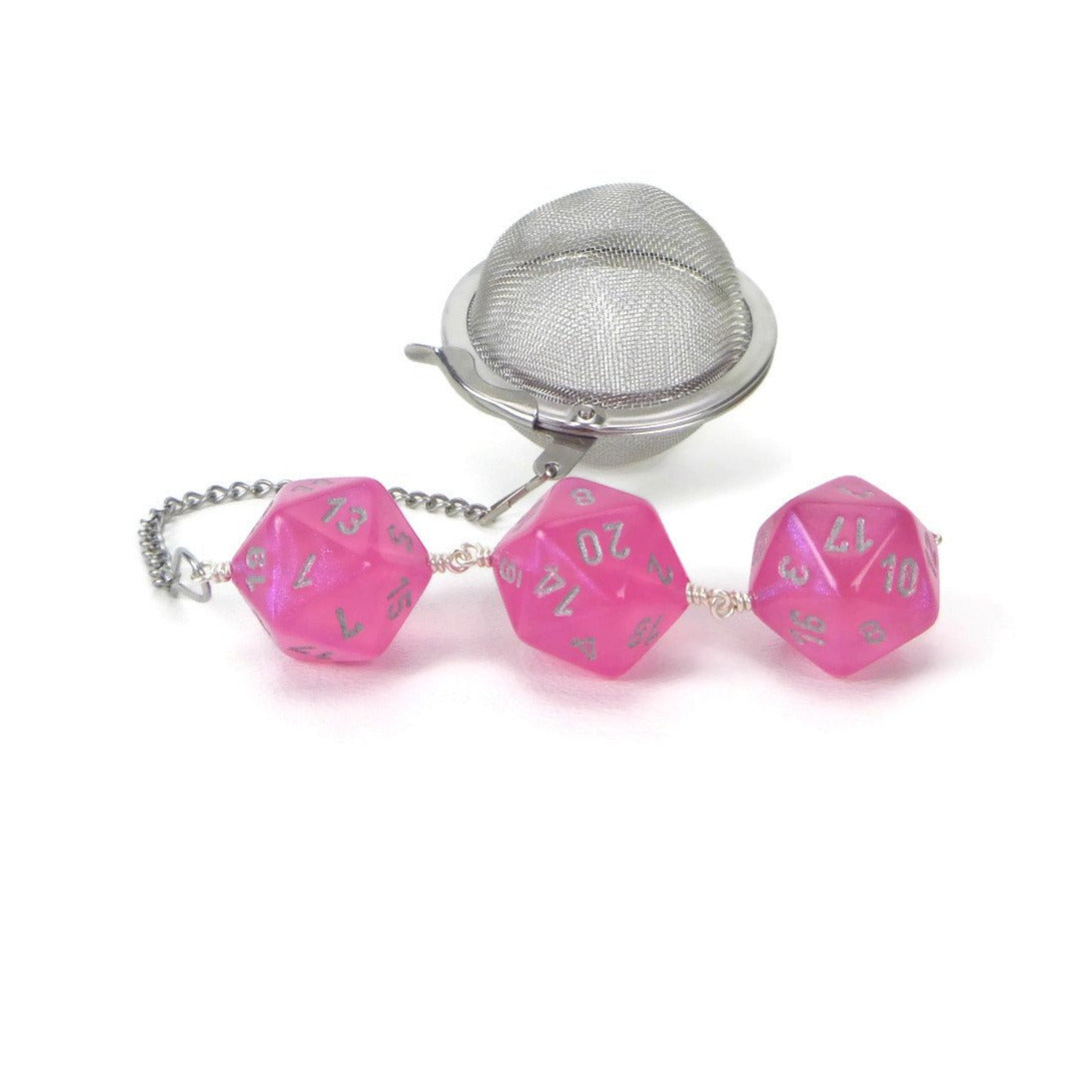 Tea Infuser with Pink Borealis Dice Trio