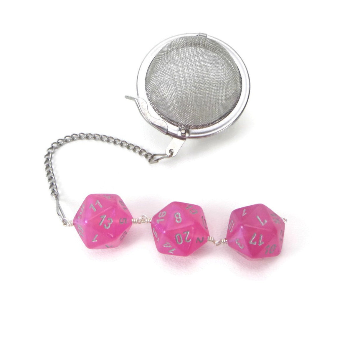 Tea Infuser with Pink Borealis Dice Trio