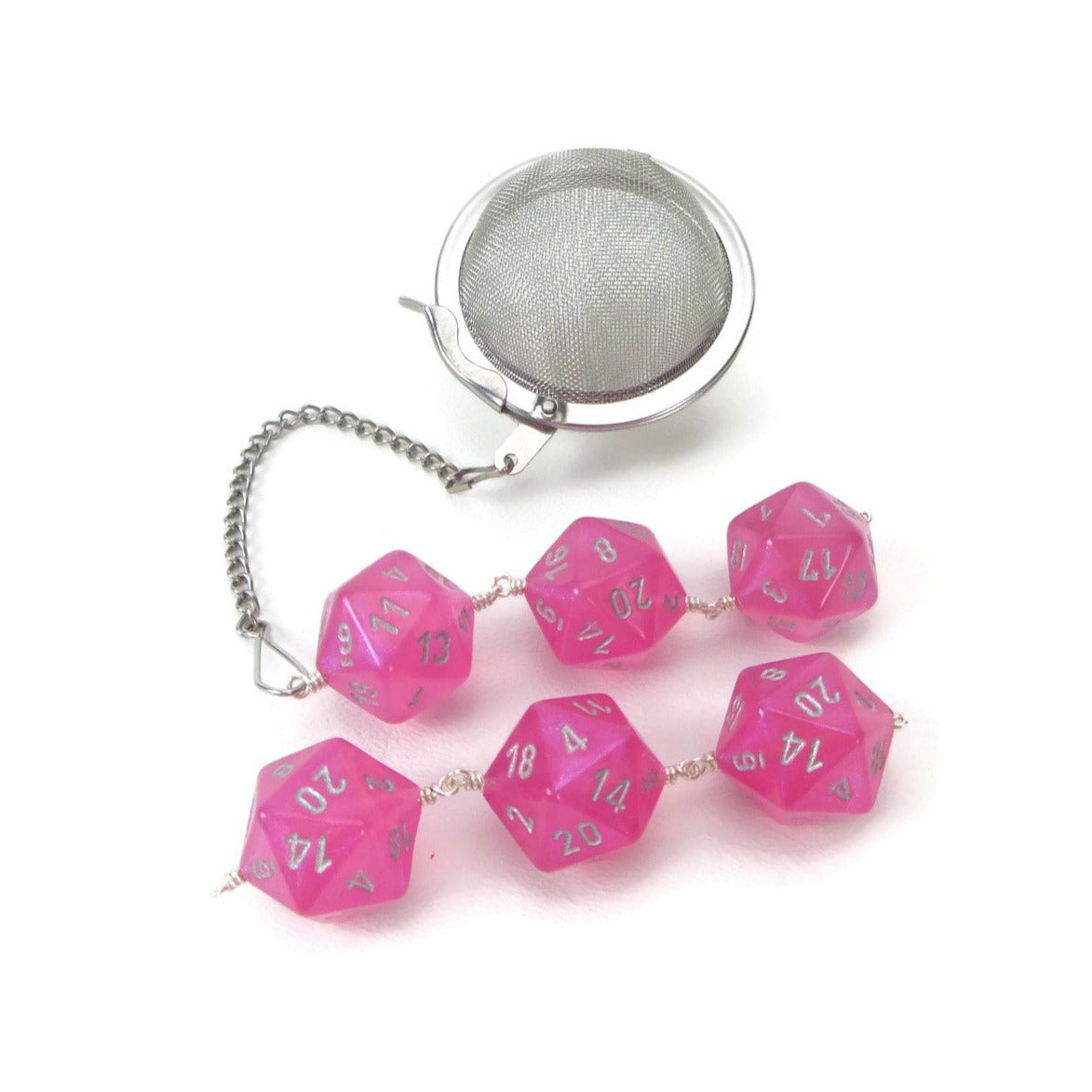 Tea Infuser with Pink Borealis Dice Trio