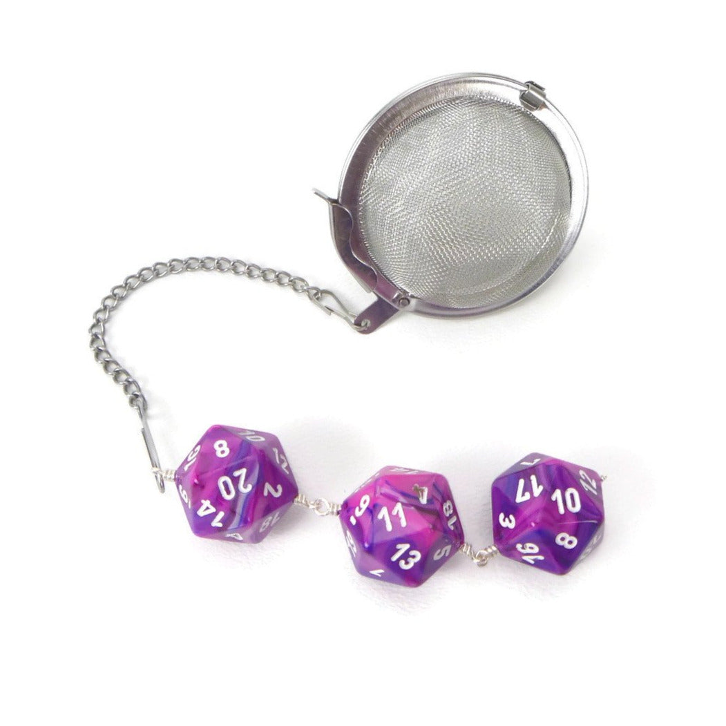 Tea Infuser with Swirled Pink and Purple Dice Trio