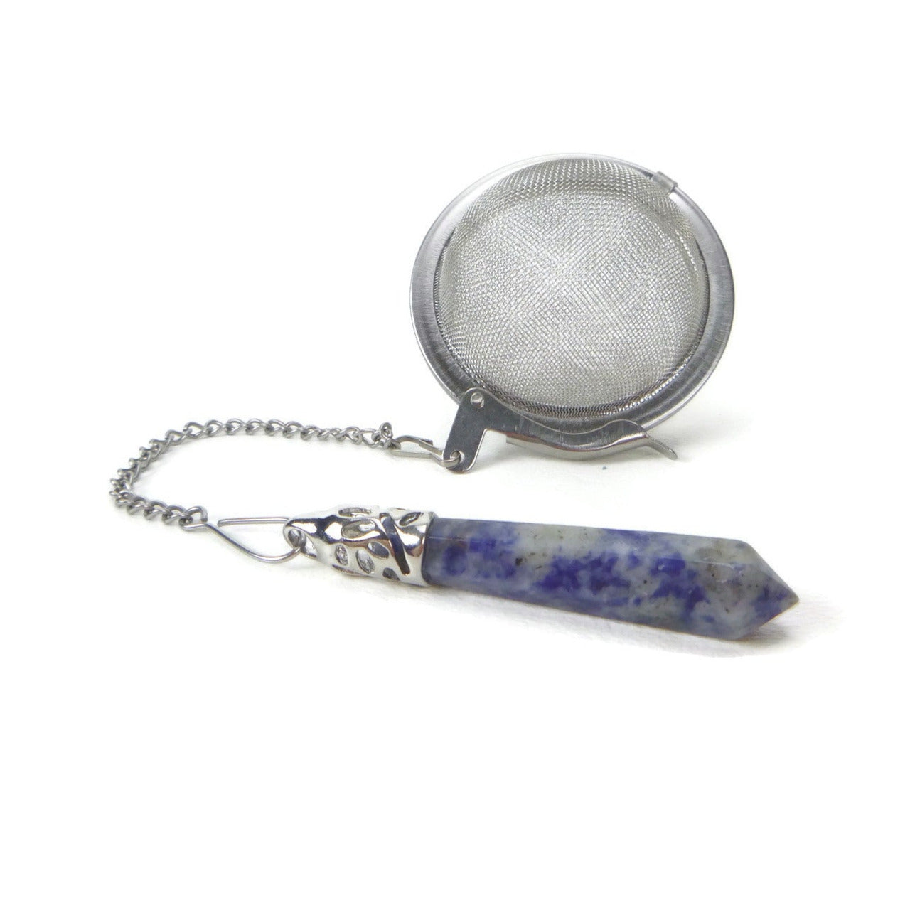 Tea Infuser with Crystal Point Charm (pick your stone!)