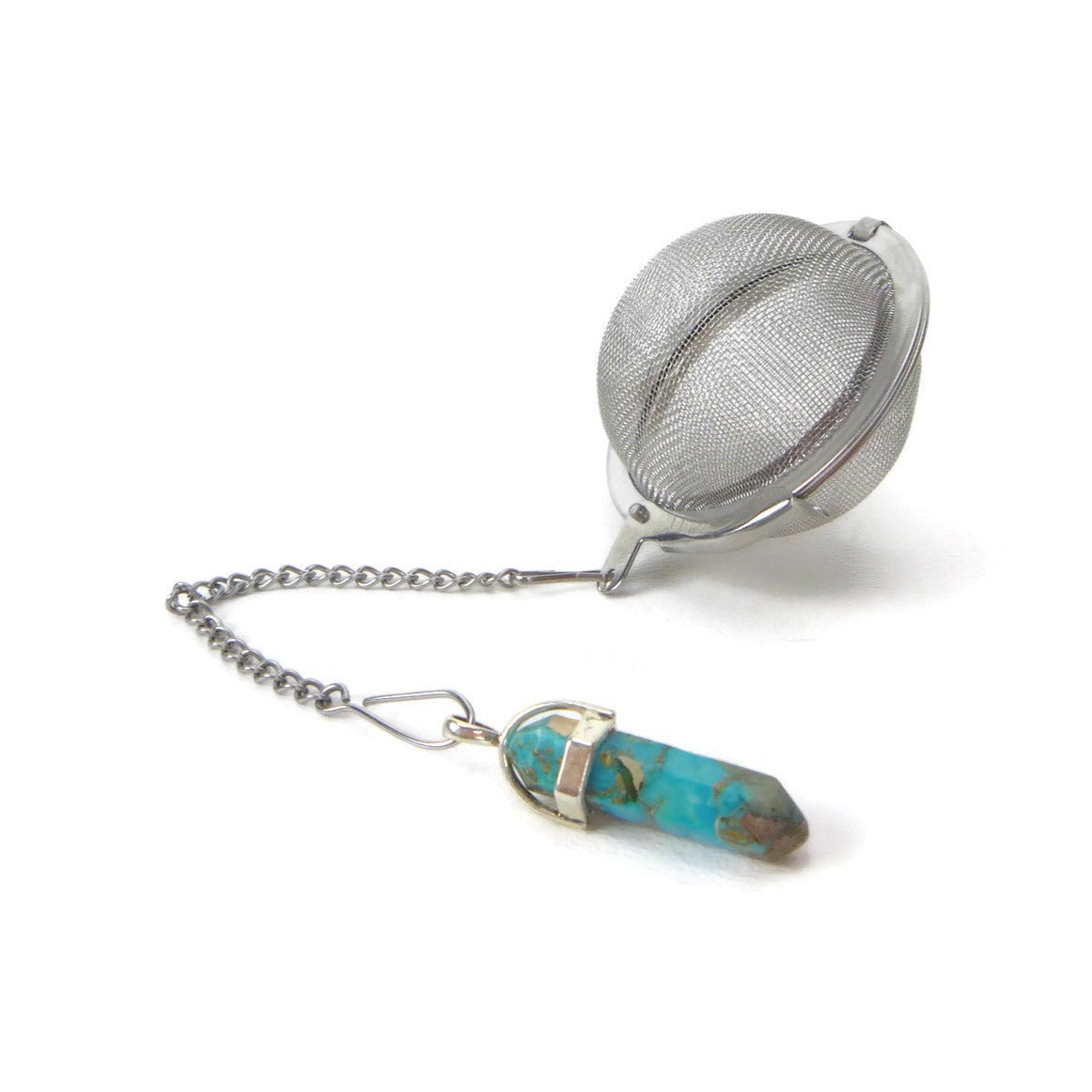 Tea Infuser with Mini Crystal Point Charm (Pick your stone!)