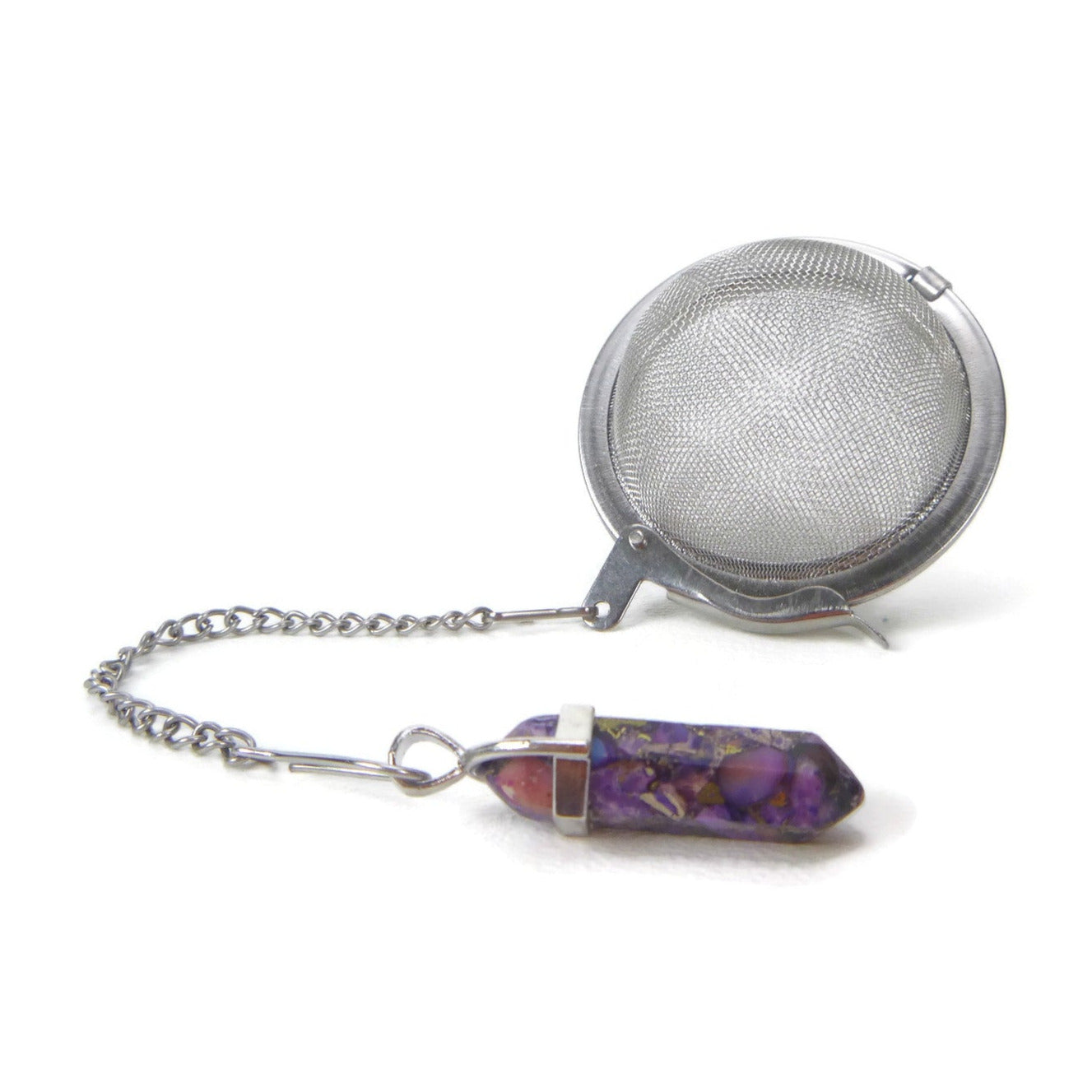 Tea Infuser with Mini Crystal Point Charm (Pick your stone!)