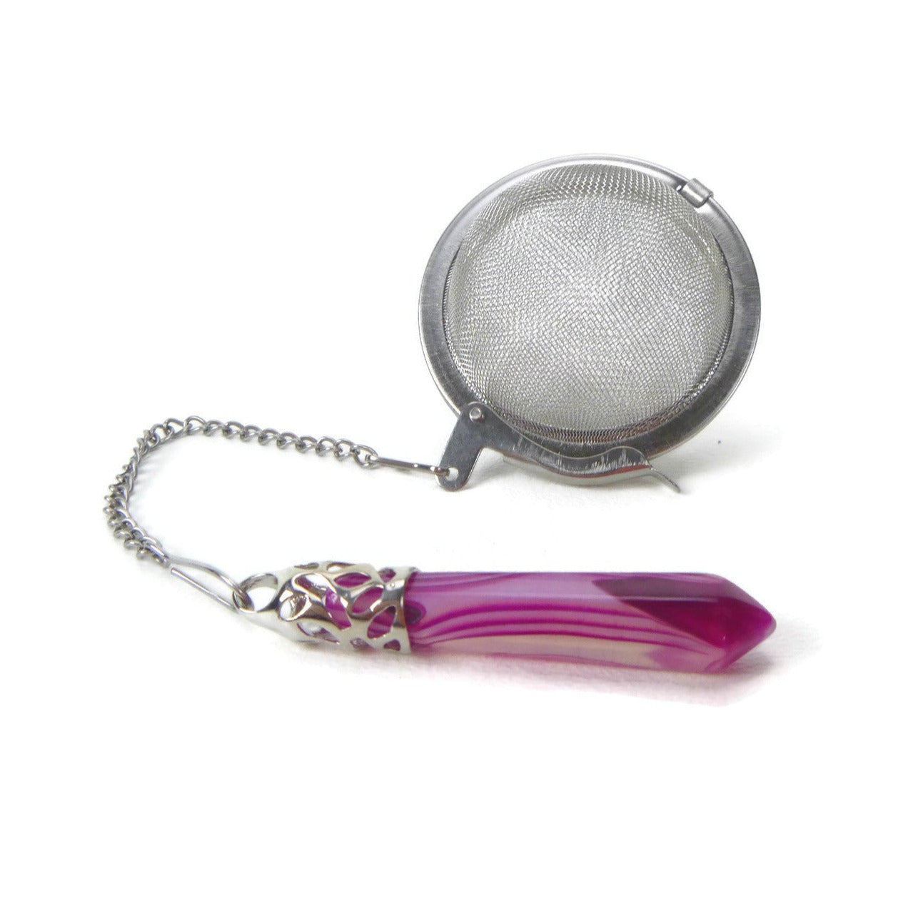 Tea Infuser with Crystal Point Charm (pick your stone!)