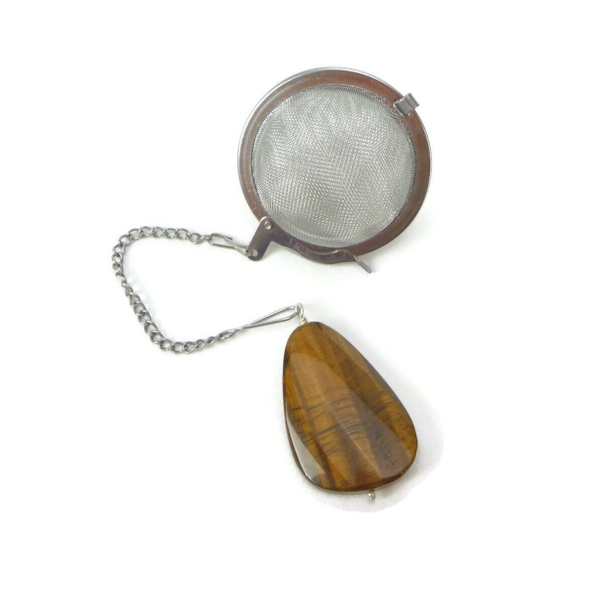 Tea Infuser with Faceted Tigers Eye Charm