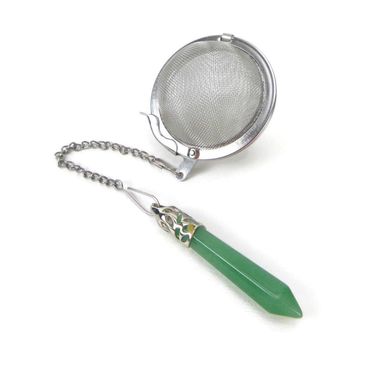 Tea Infuser with Crystal Point Charm (pick your stone!)