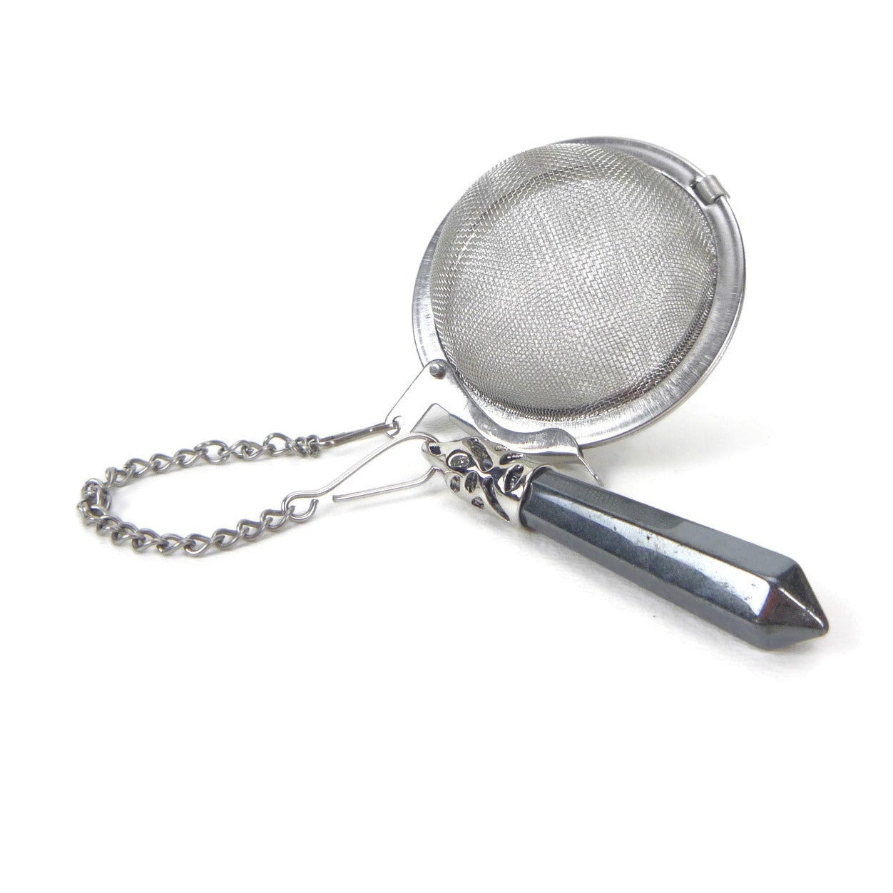 Tea Infuser with Crystal Point Charm (pick your stone!)