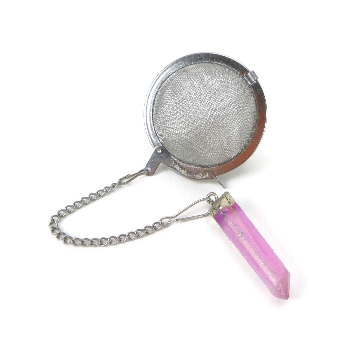 Tea Infuser with Pink Aura Crystal Charm