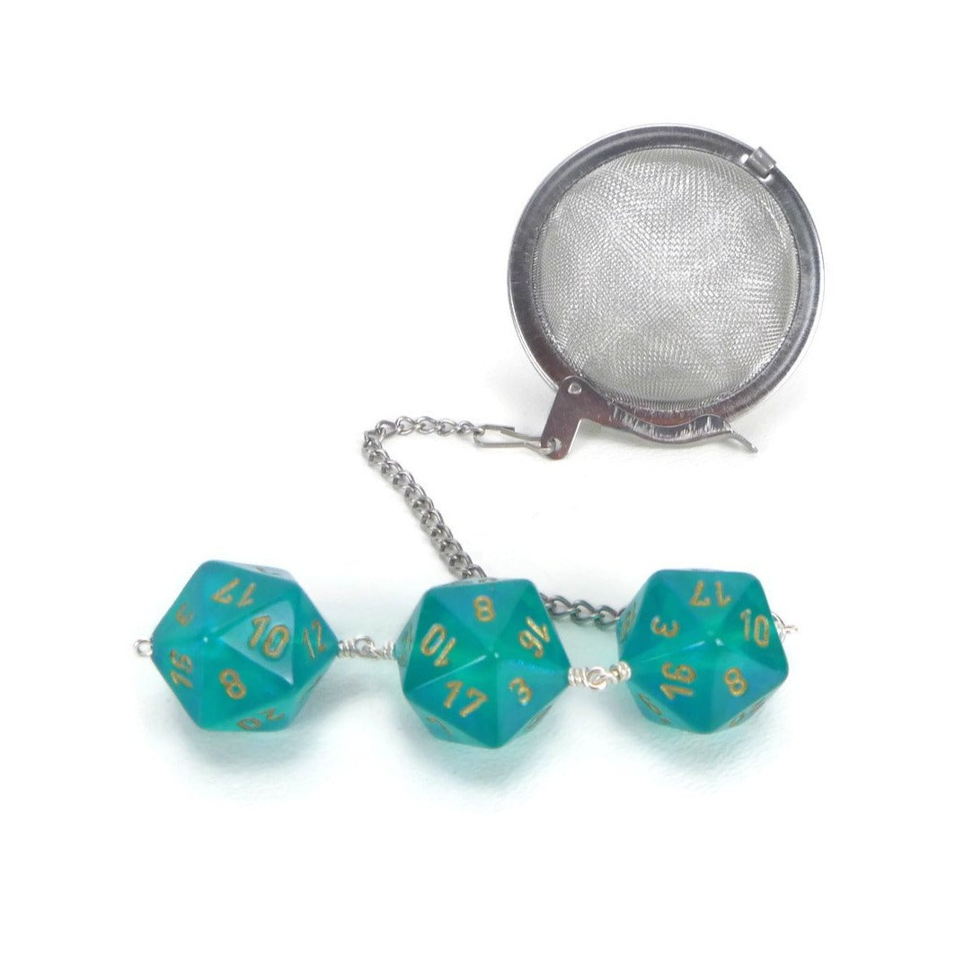 Tea Infuser with Teal Borealis Dice Trio