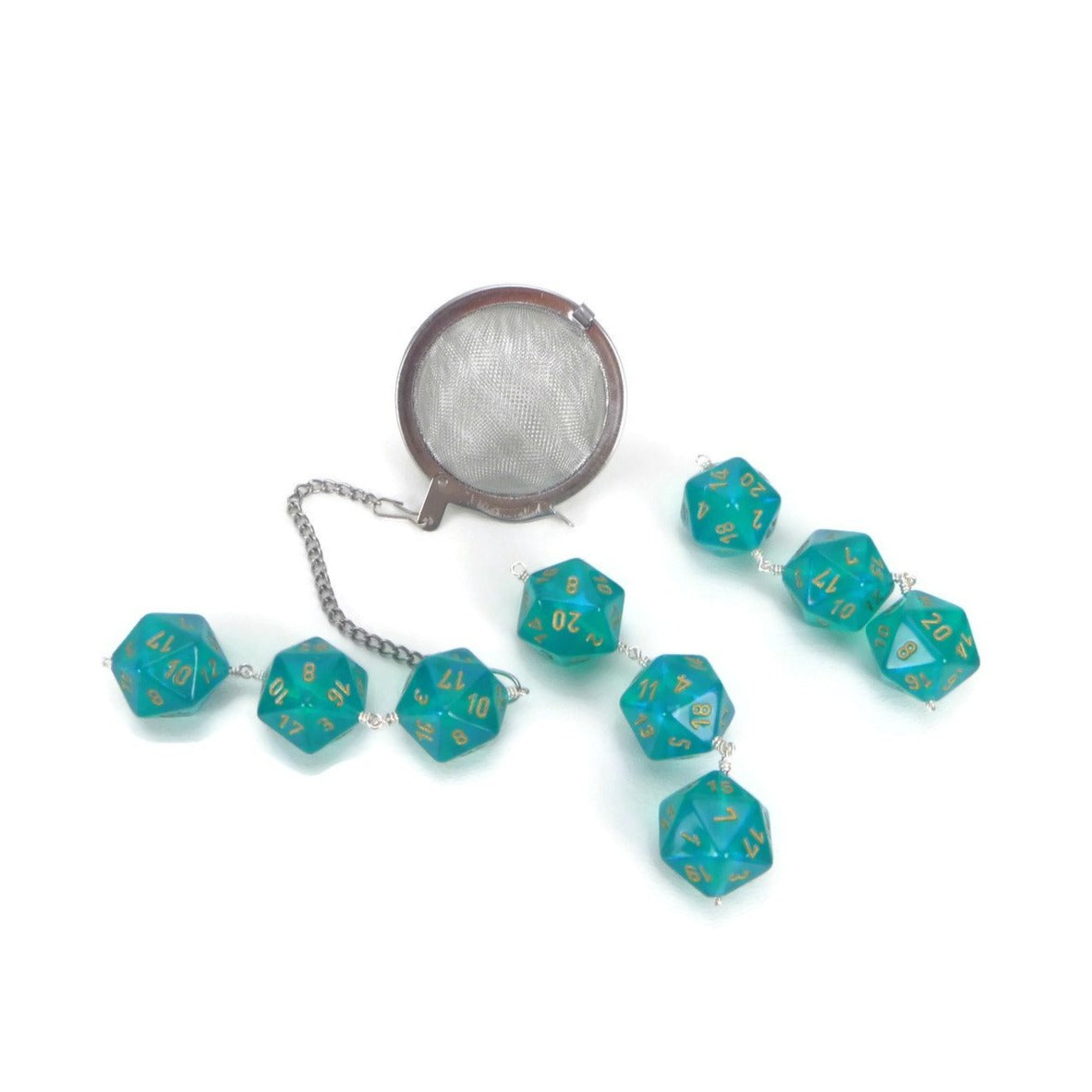 Tea Infuser with Teal Borealis Dice Trio