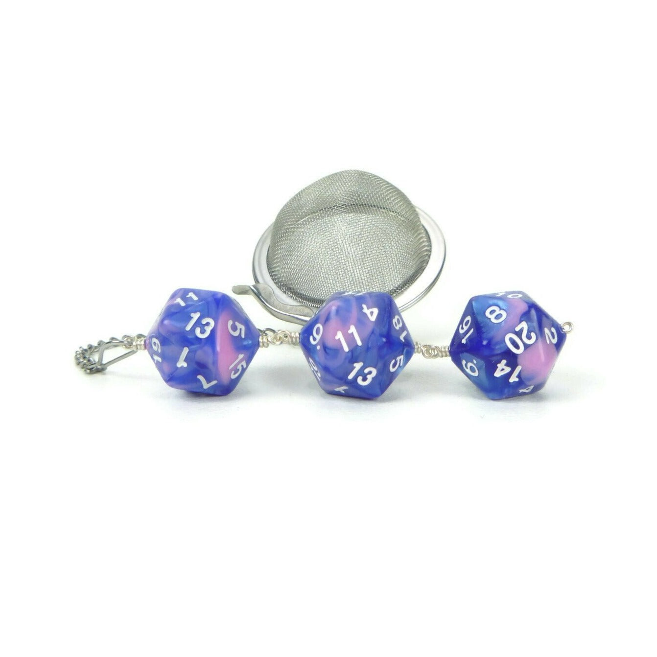 Tea Infuser with Blue and Pink Cotton Candy Dice