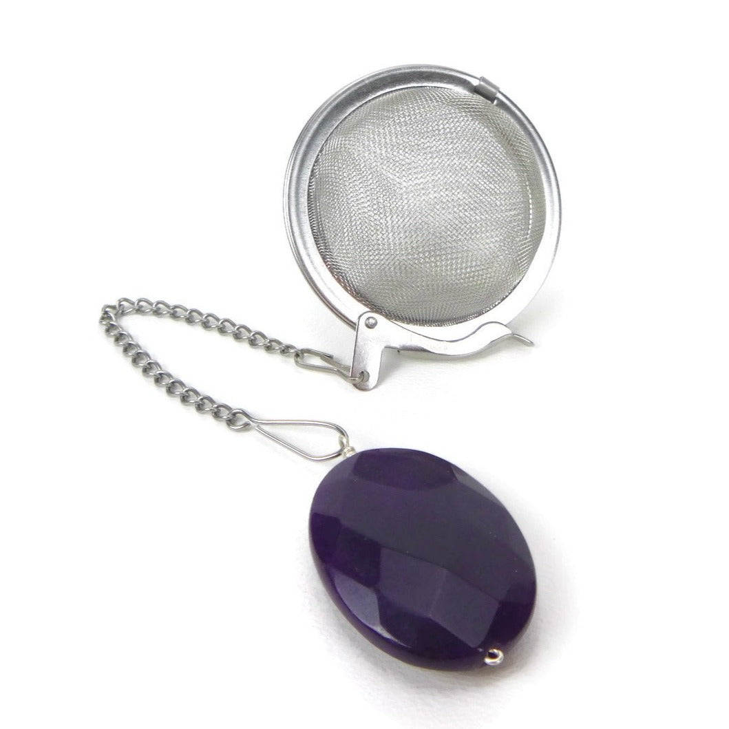 Tea Infuser with Purple Oval Charm