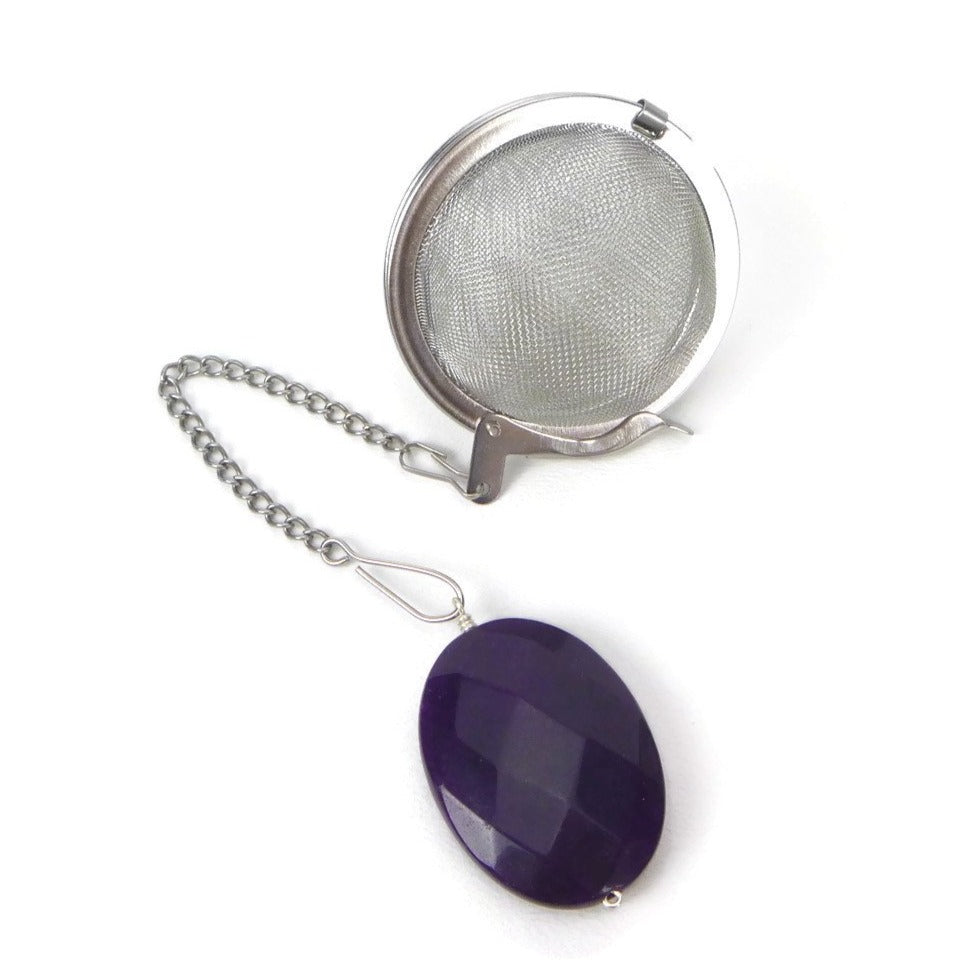 Tea Infuser with Purple Oval Charm