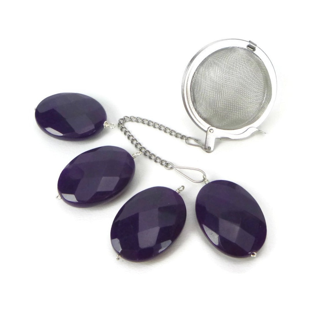 Tea Infuser with Purple Oval Charm