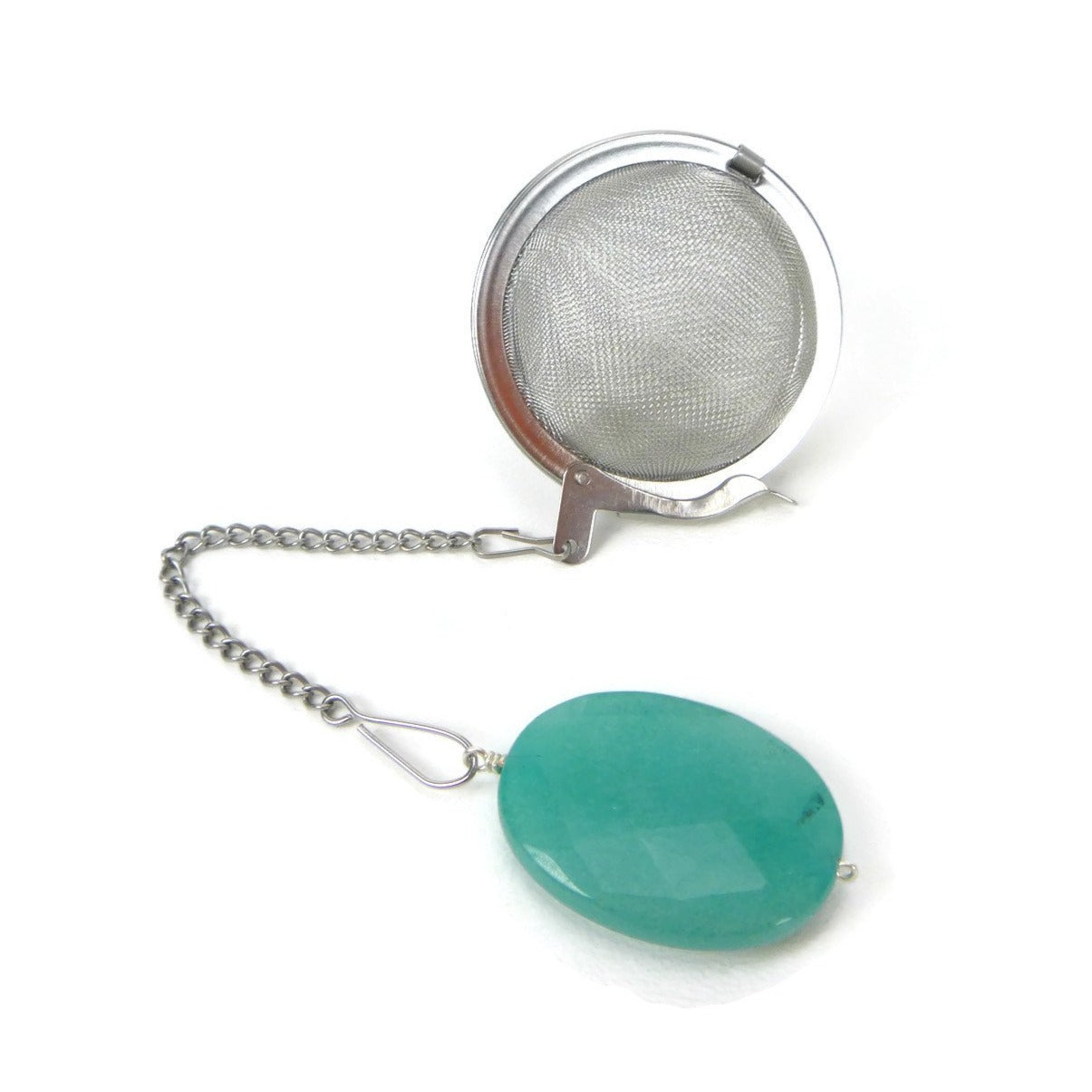 Tea Infuser with Teal Oval Charm