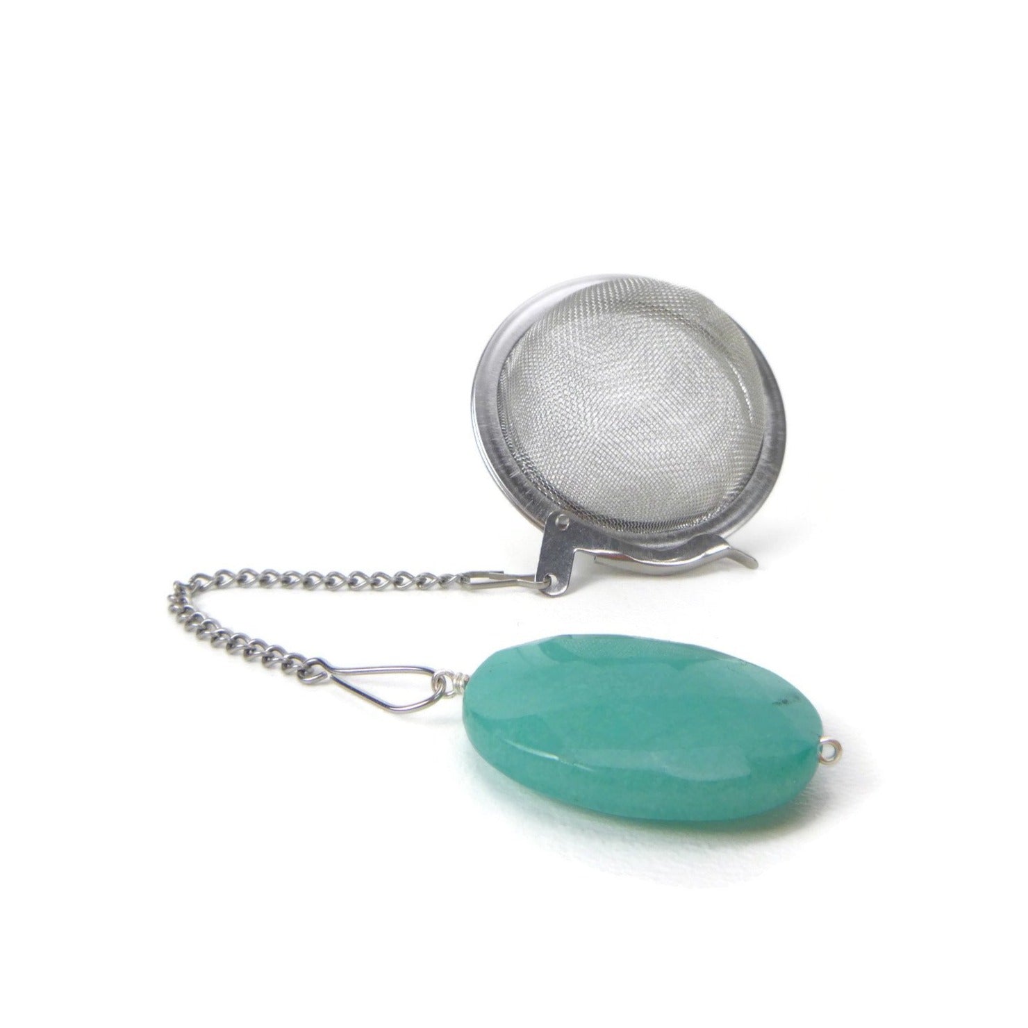 Tea Infuser with Teal Oval Charm