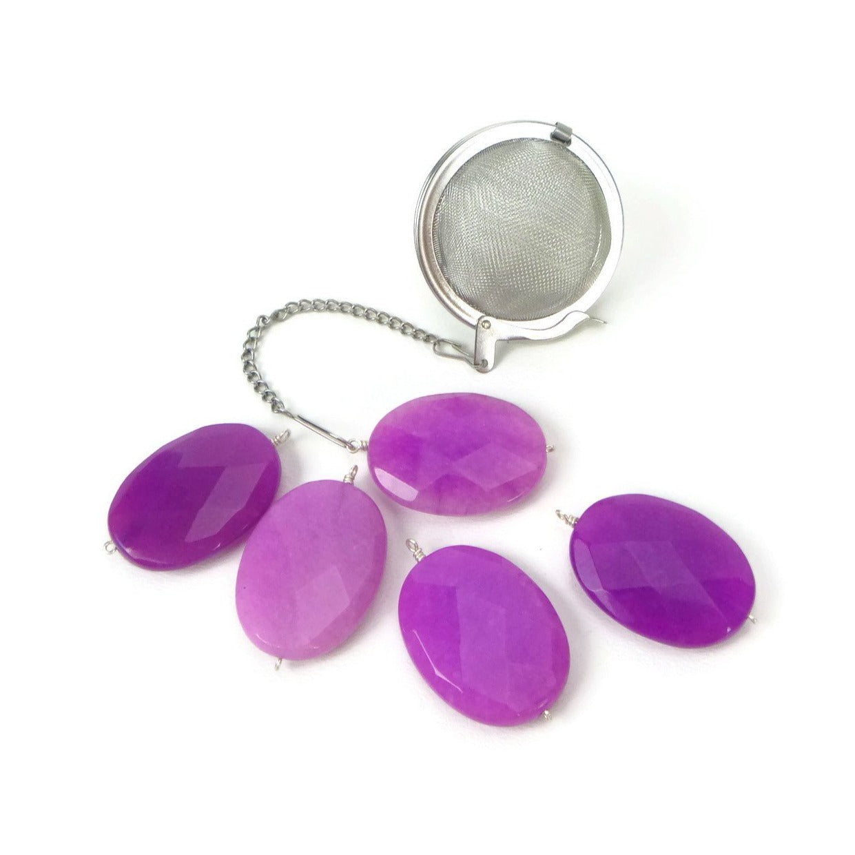 Tea Infuser with Violet Oval Charm