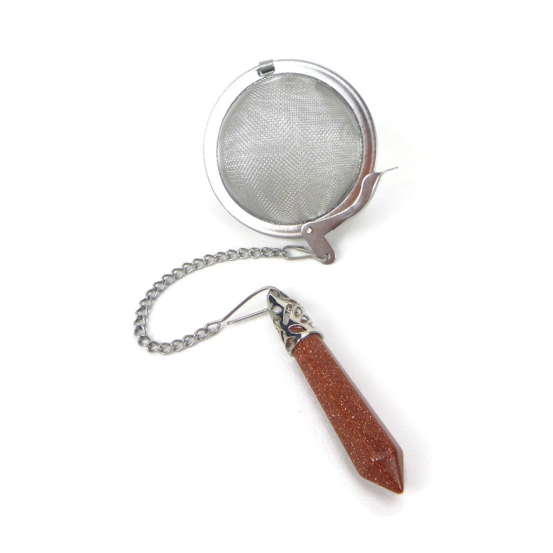 Tea Infuser with Crystal Point Charm (pick your stone!)