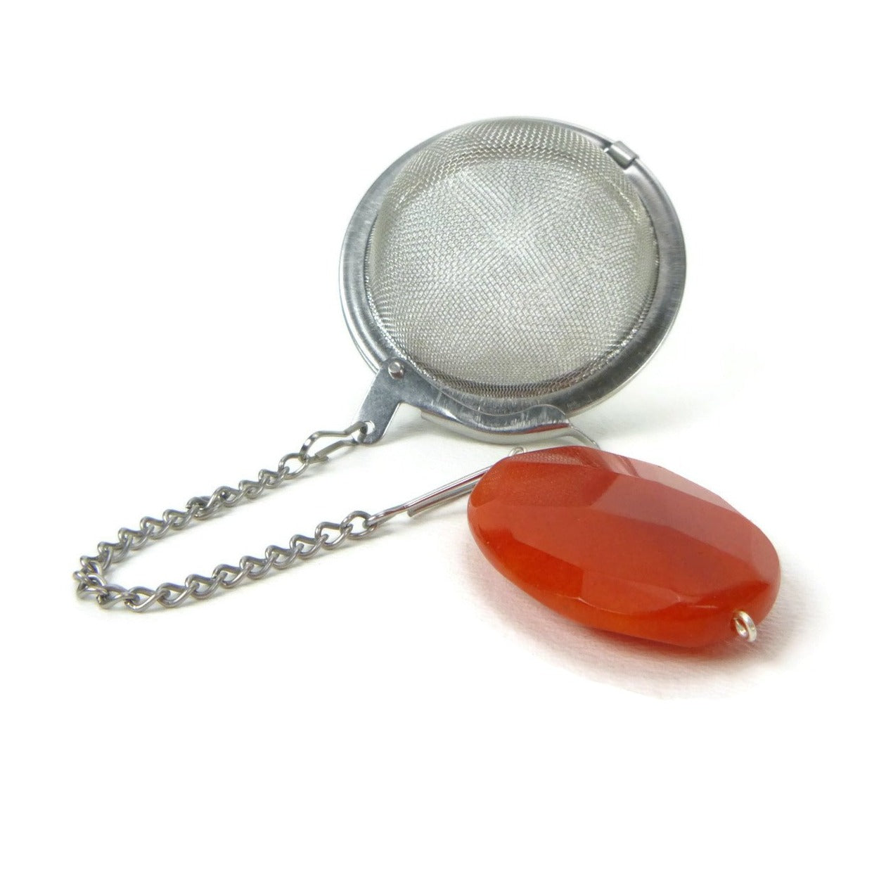 Tea Infuser with Orange Oval Charm