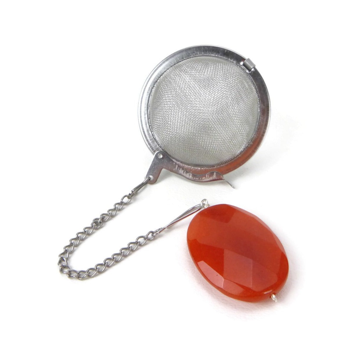 Tea Infuser with Orange Oval Charm