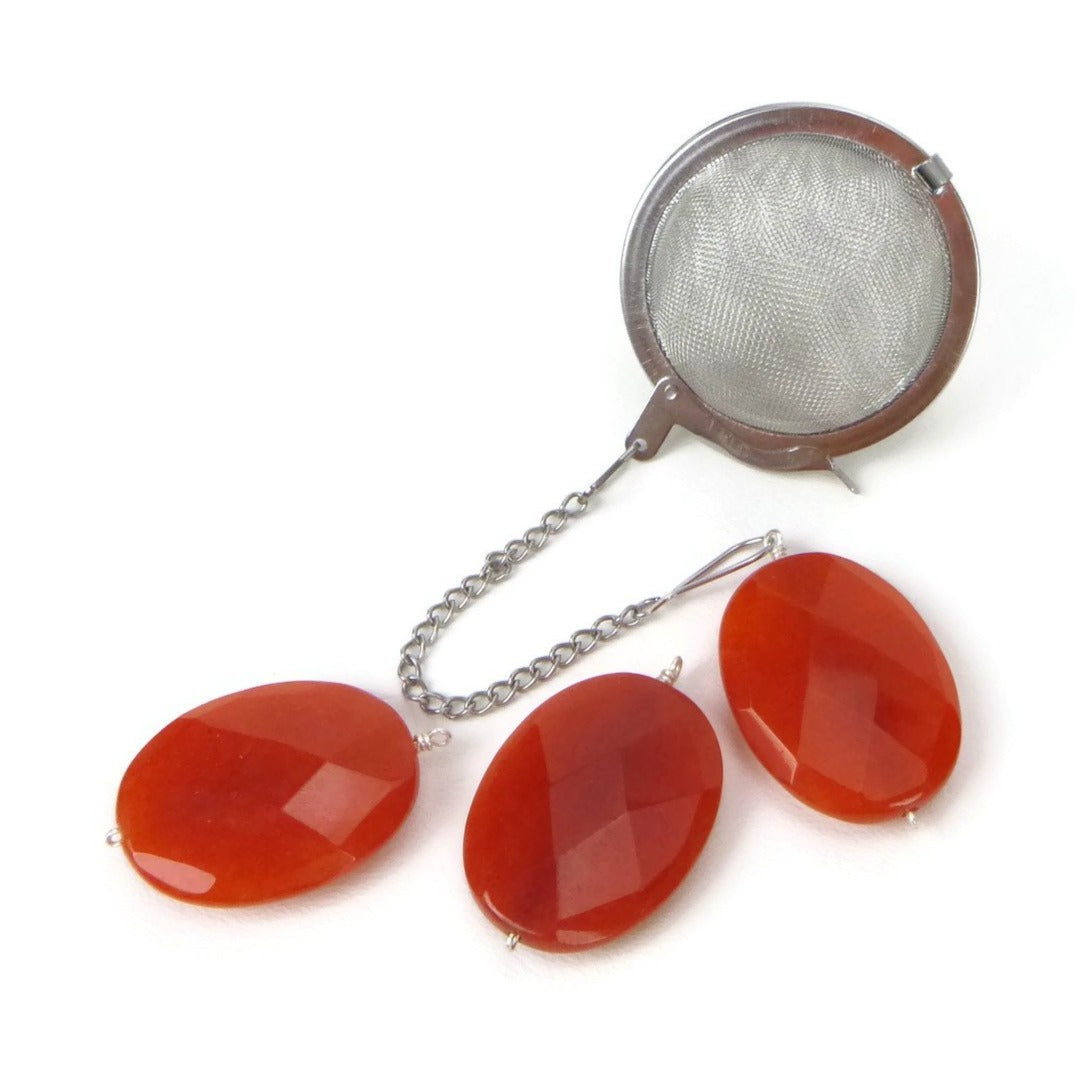 Tea Infuser with Orange Oval Charm