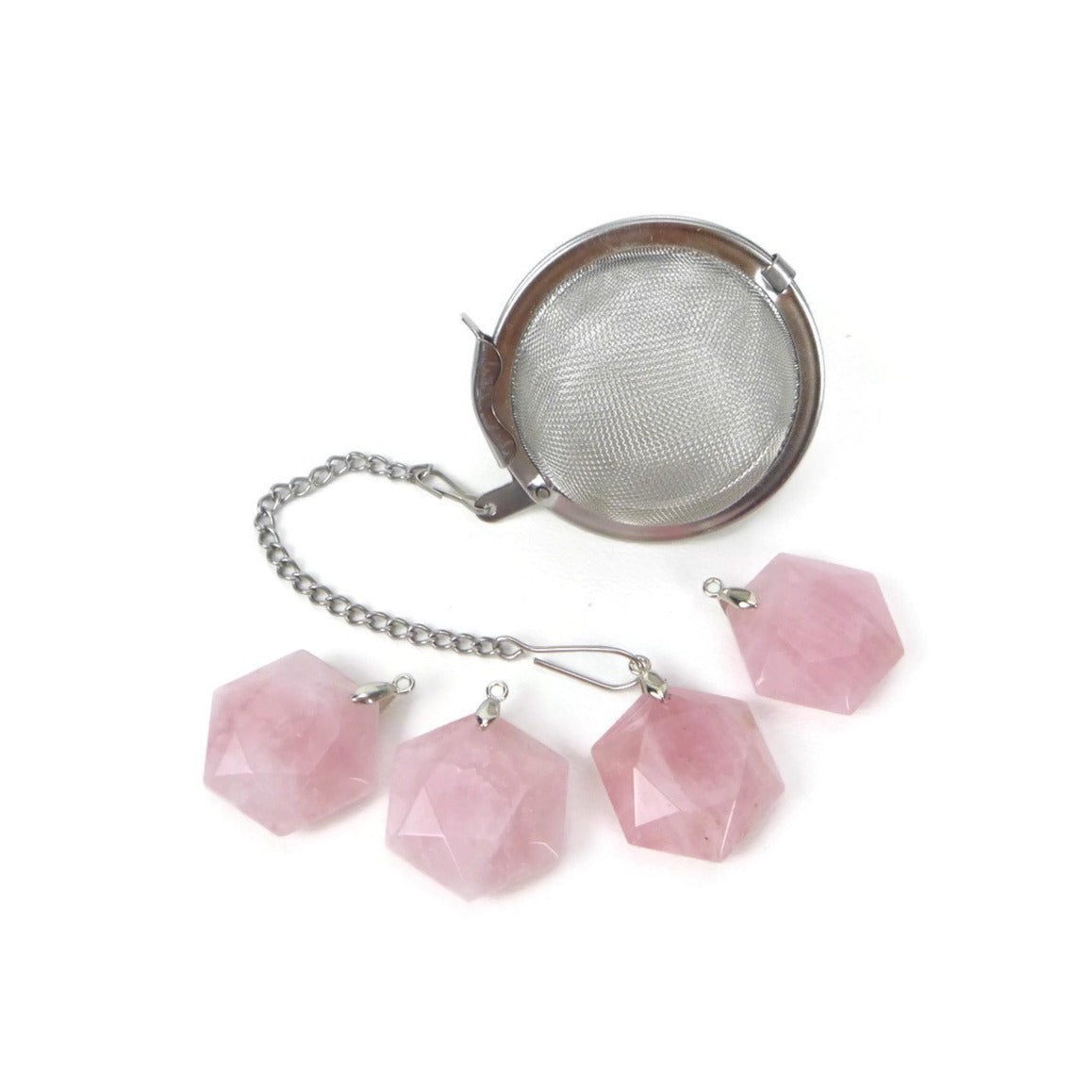 Tea Infuser with Rose Quartz Charm