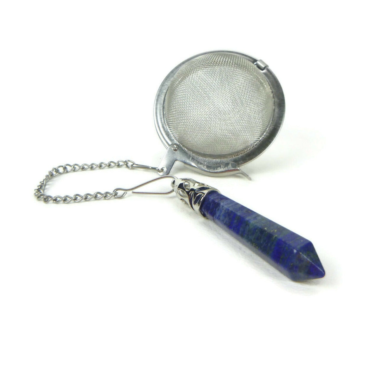 Tea Infuser with Crystal Point Charm (pick your stone!)