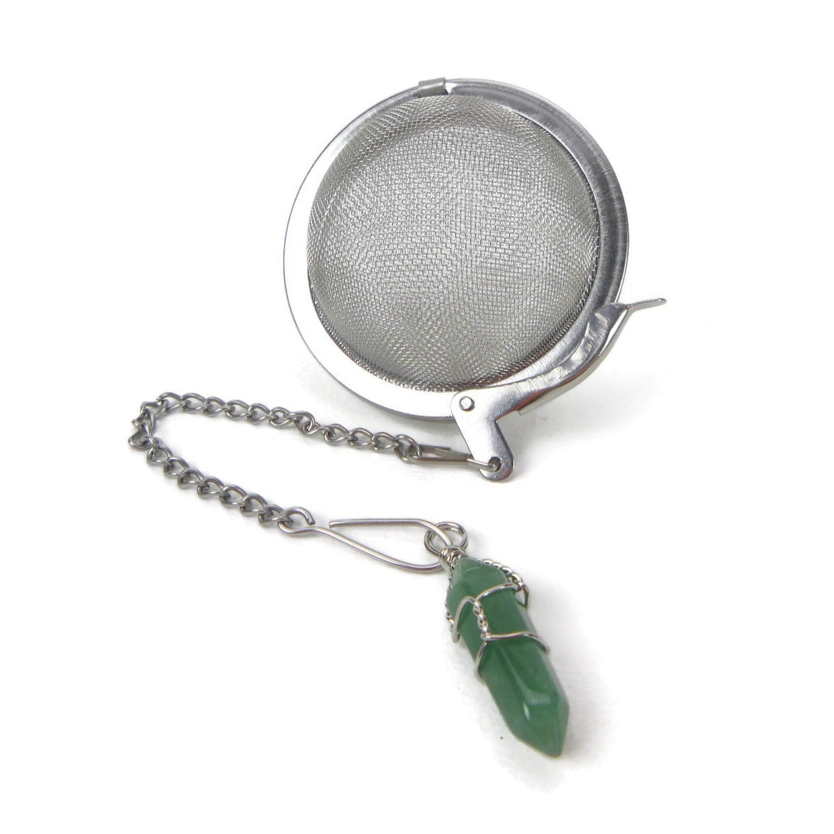 Tea Infuser with Green Aventurine Crystal Point