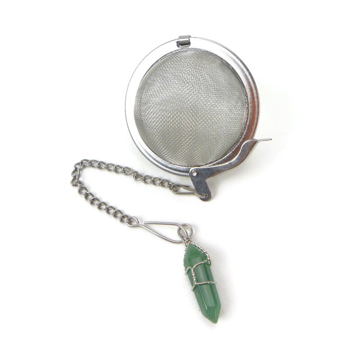 Tea Infuser with Green Aventurine Crystal Point