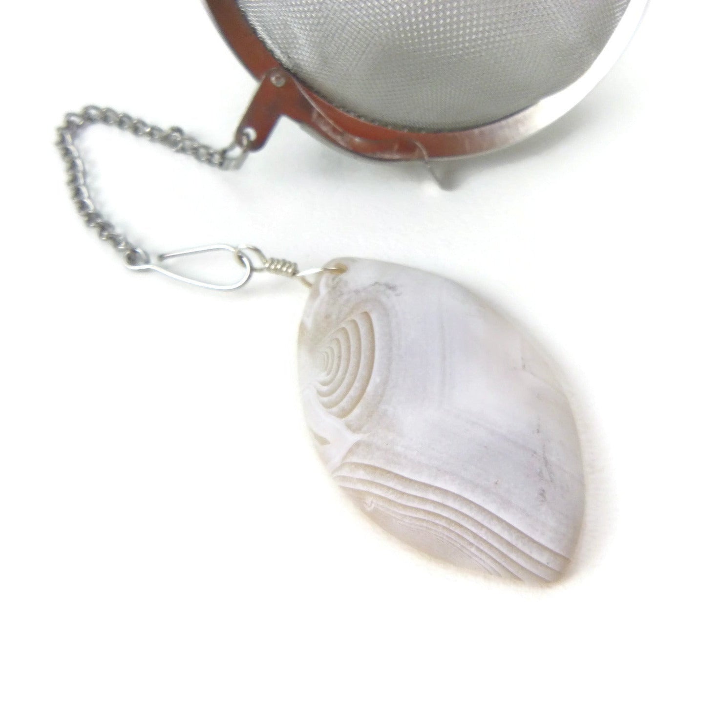 3 Inch Tea Infuser Ball with Matte Agate Charm