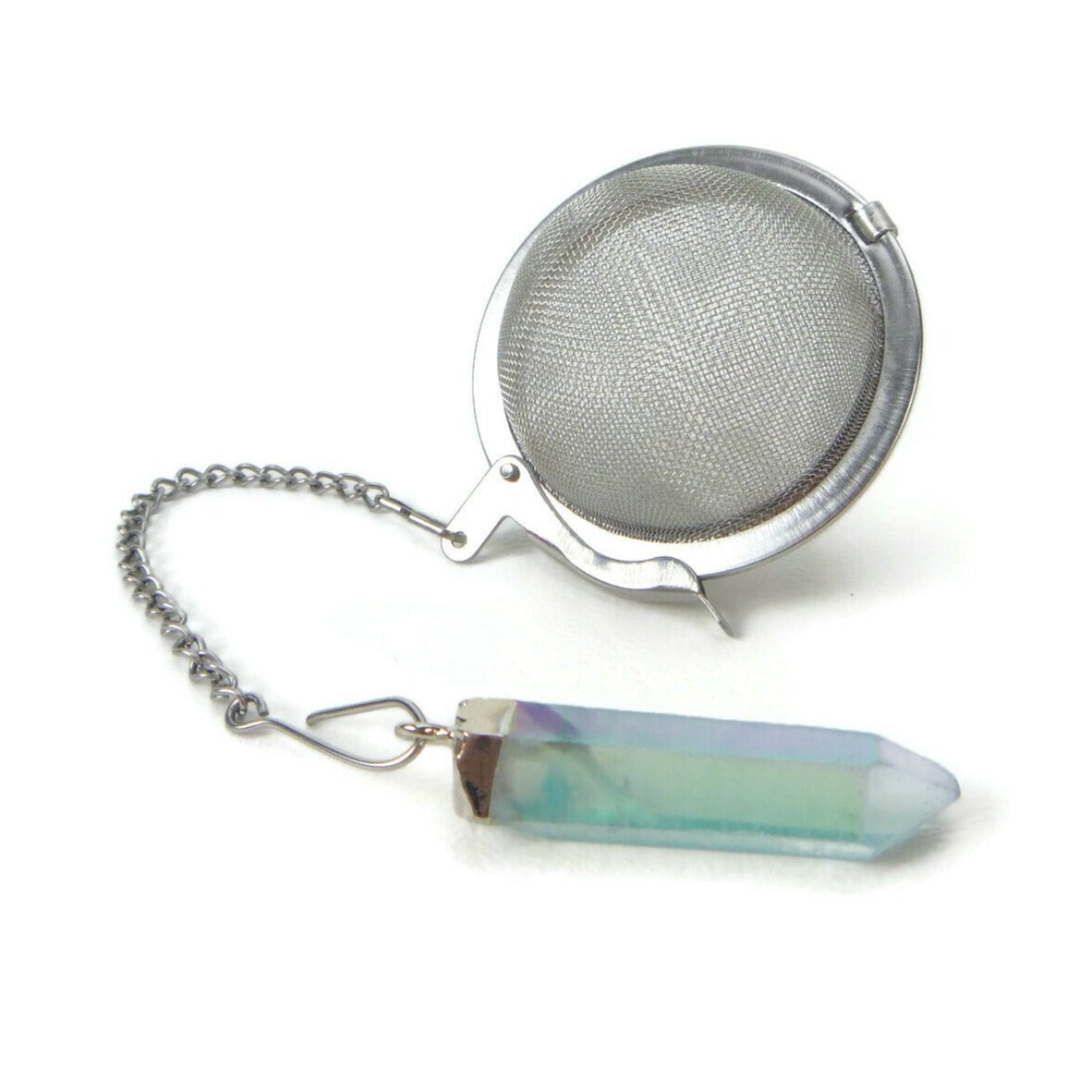 Tea Infuser with Aqua Aura Point Charm