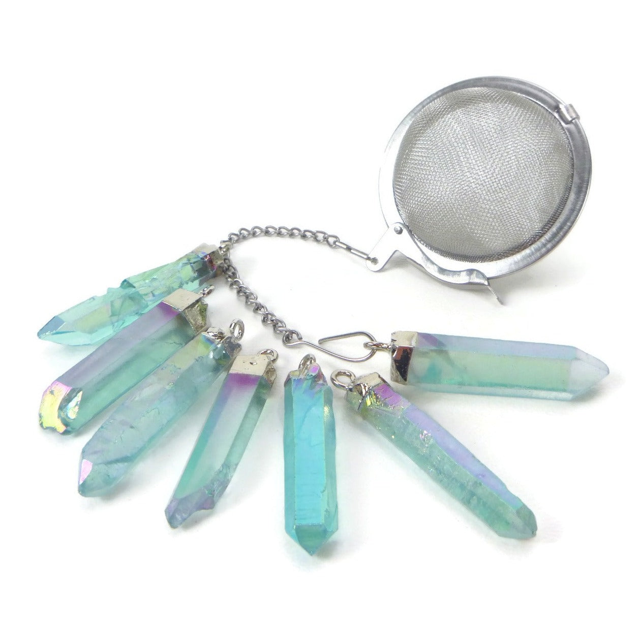 Tea Infuser with Aqua Aura Point Charm