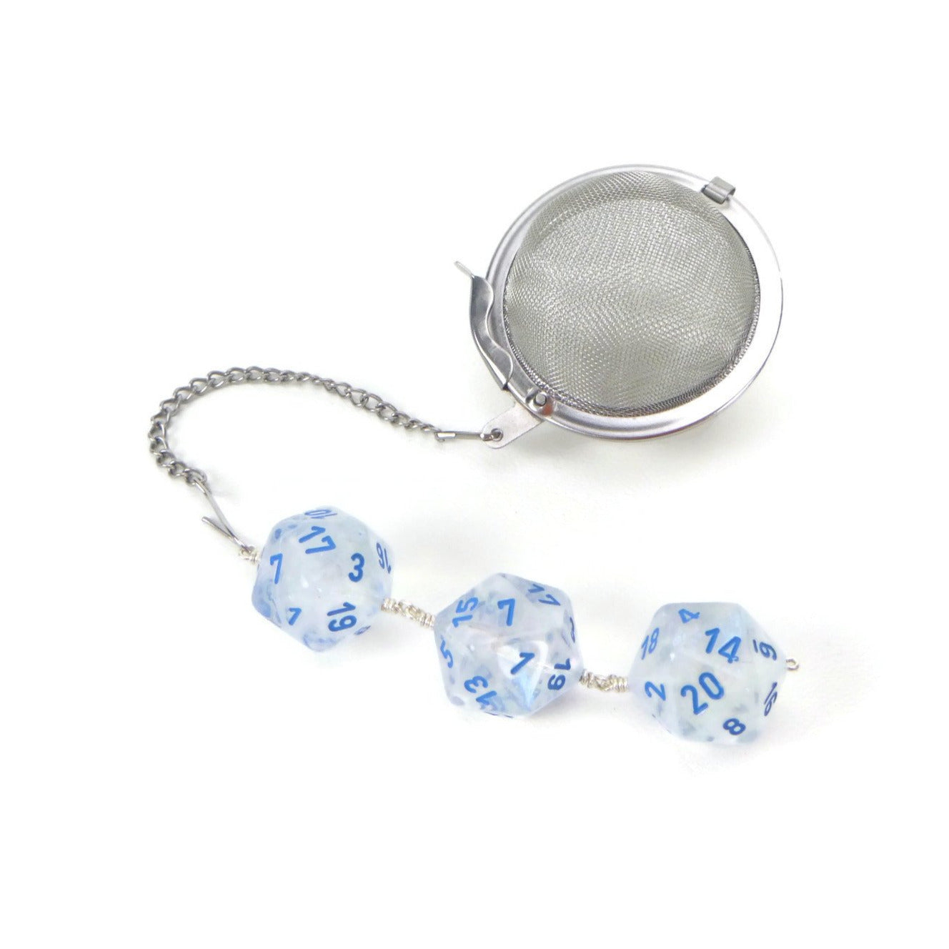 Tea Infuser with Icicle Blue/Clear Borealis Dice Trio