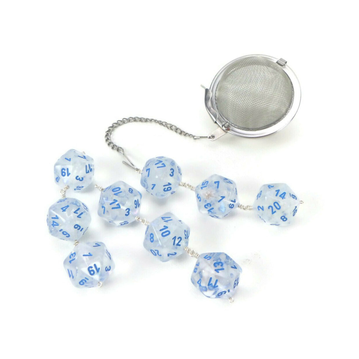 Tea Infuser with Icicle Blue/Clear Borealis Dice Trio