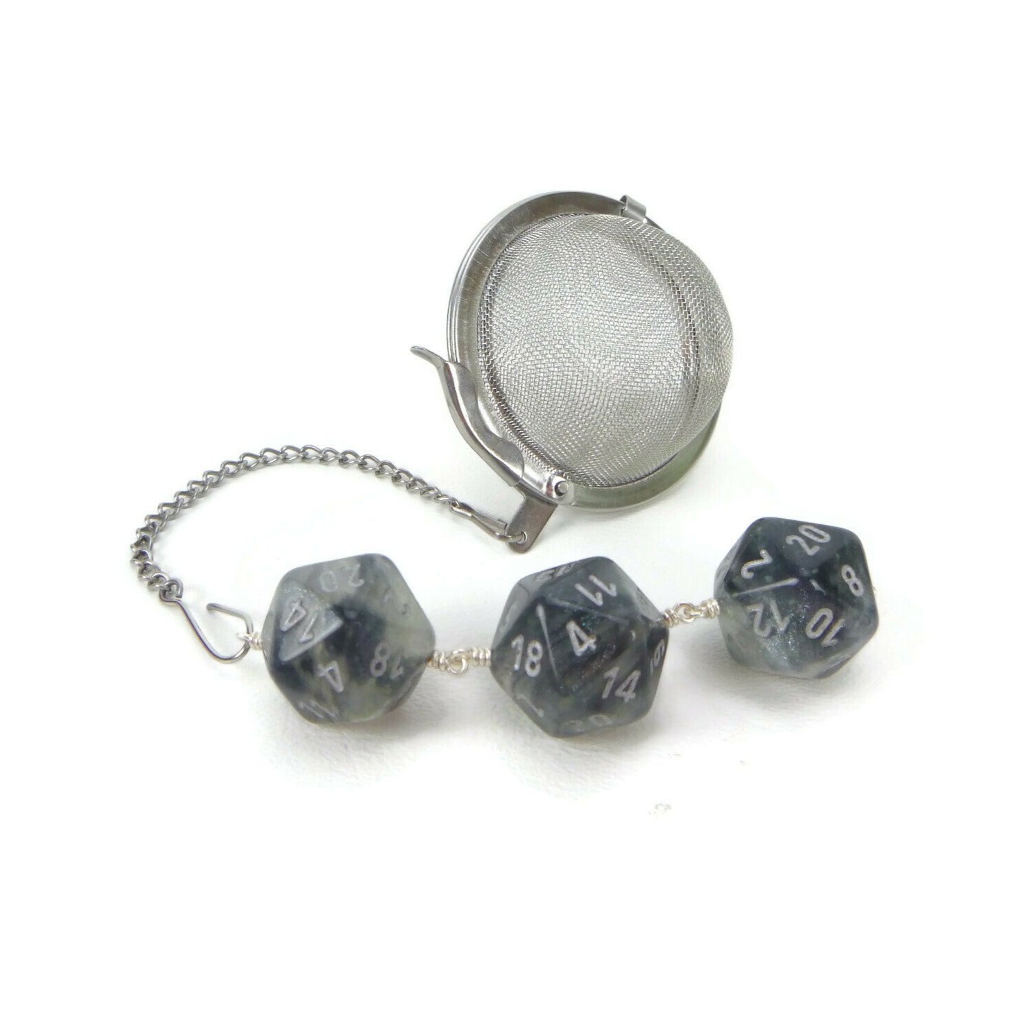 Tea Infuser with Smoke Borealis Dice Trio
