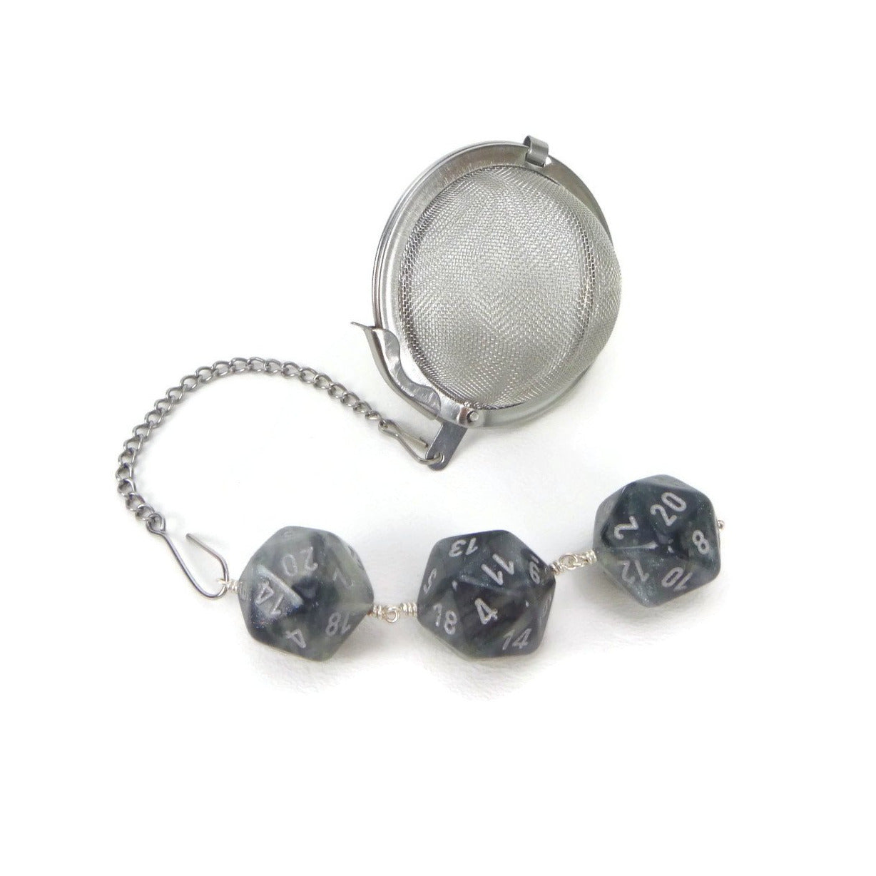 Tea Infuser with Smoke Borealis Dice Trio