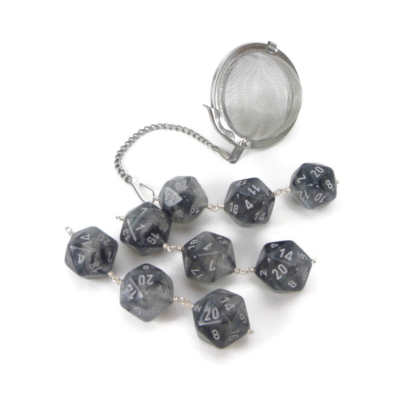 Tea Infuser with Smoke Borealis Dice Trio