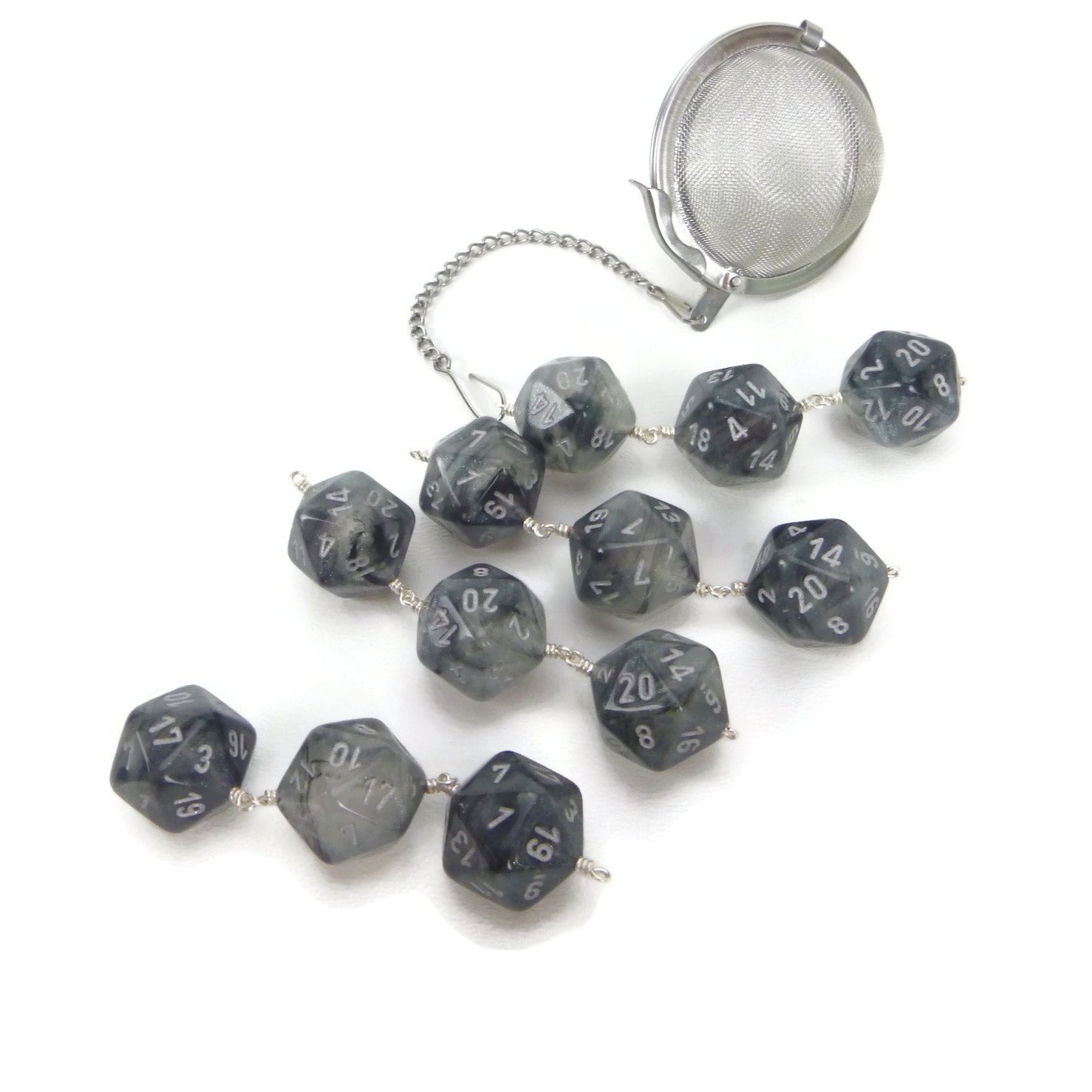 Tea Infuser with Smoke Borealis Dice Trio