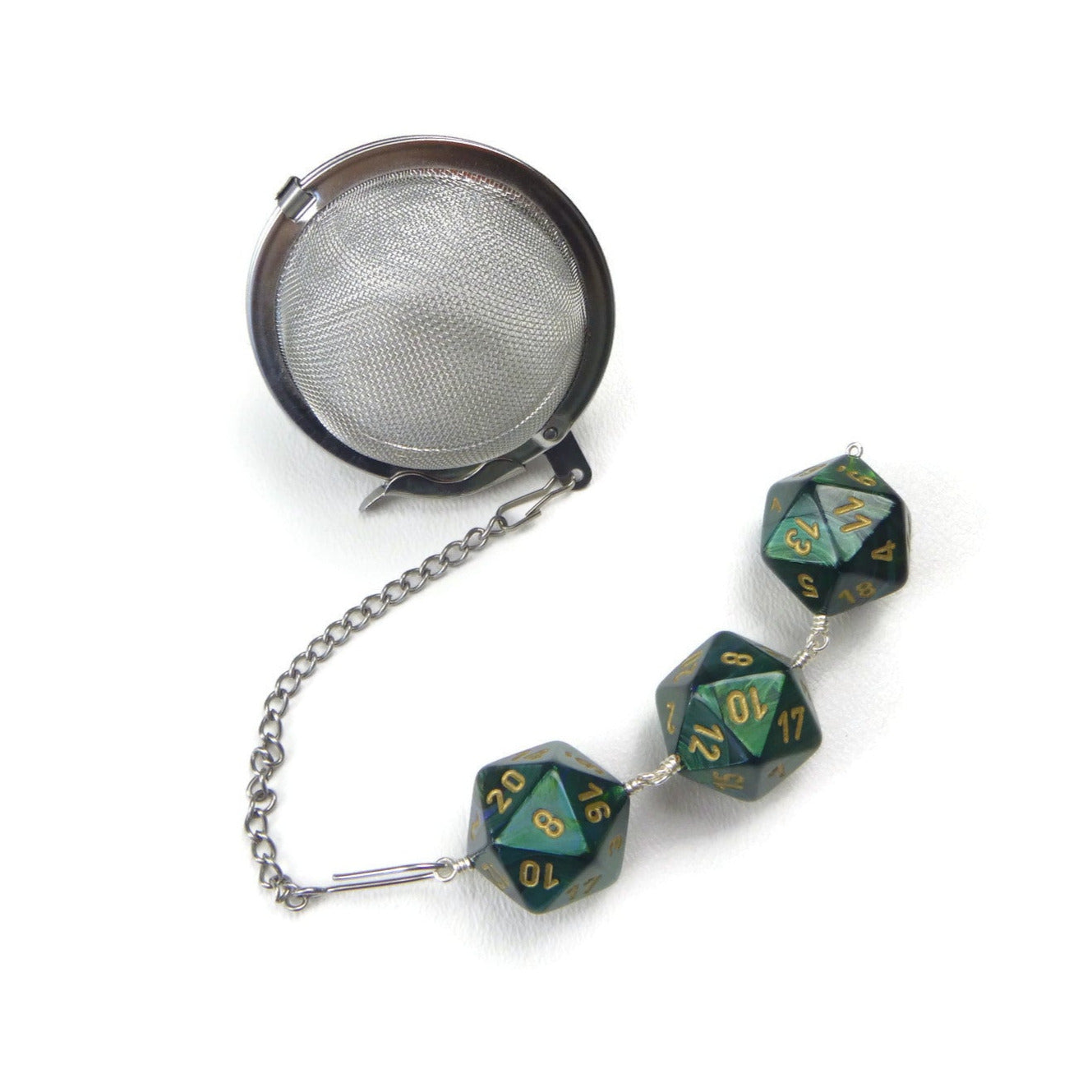 Tea Infuser with Jewel Green Dice Trio