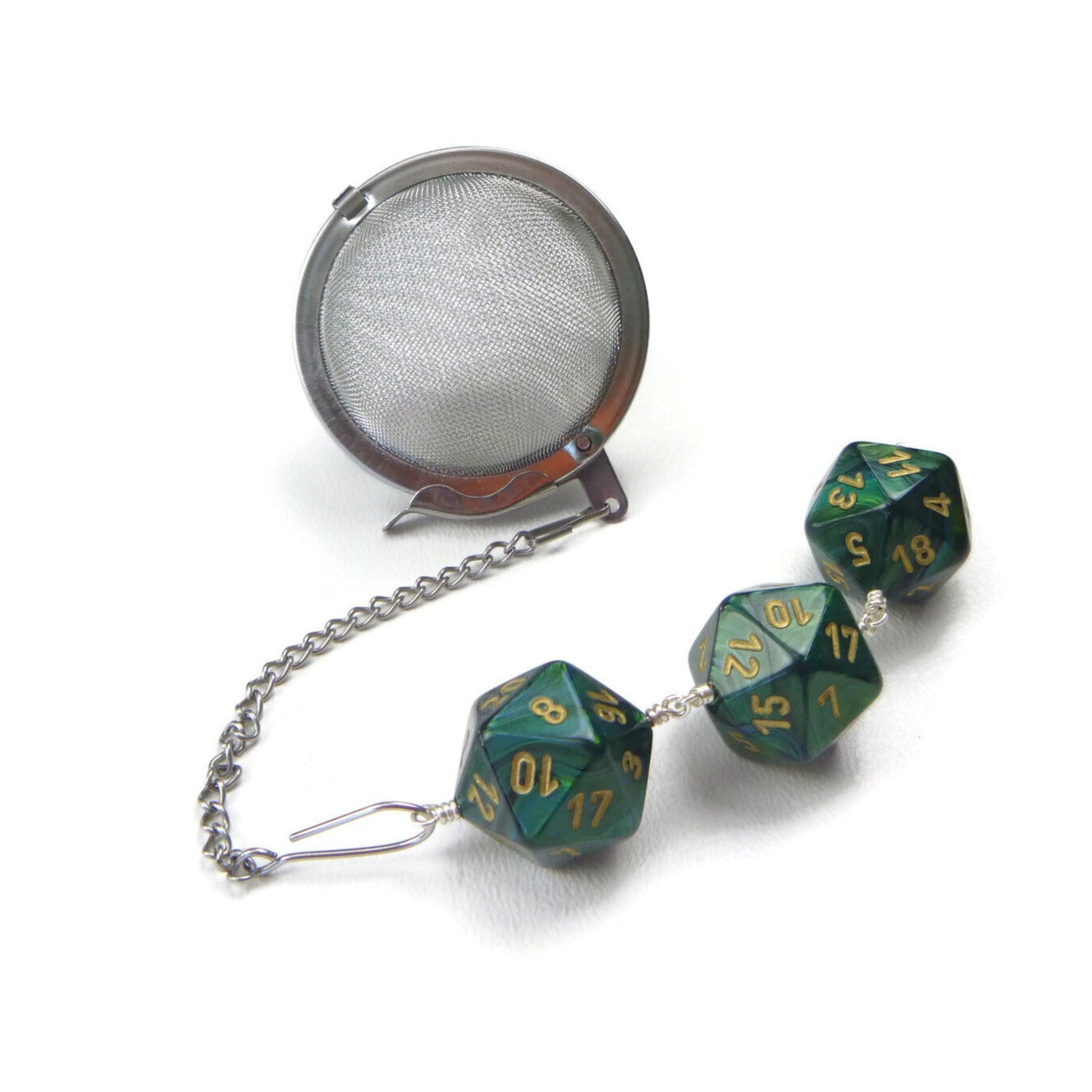 Tea Infuser with Jewel Green Dice Trio